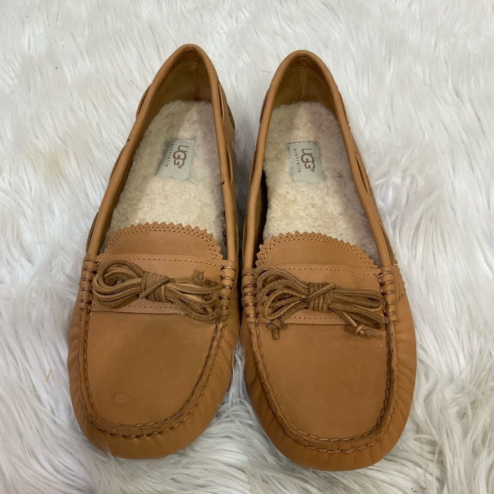 UGG Chestnut Meena Suede Leather Slip On Moccasin Slippers Style # 1003541 11
